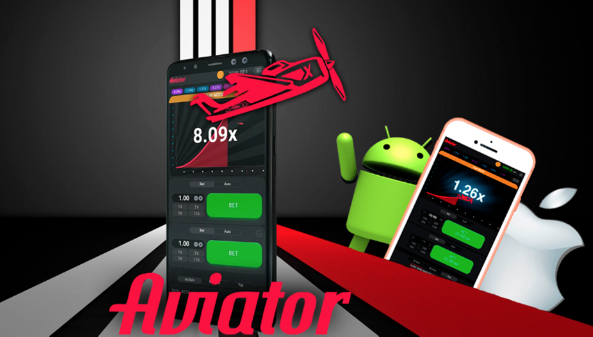 Aviator game app exibido em um smartphone